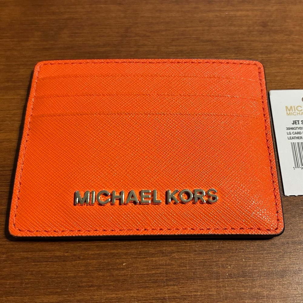 Orange Michael Kors ID/Card Case/wallet